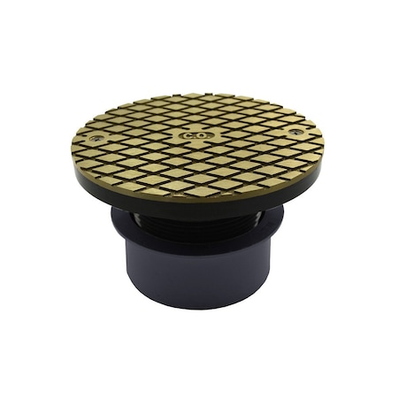 Jones Stephens 4in. PVC Inside Pipe Fit Base Cleanout with 3in. Plastic Spud and 6in. Nickel Bronze Cover C59022